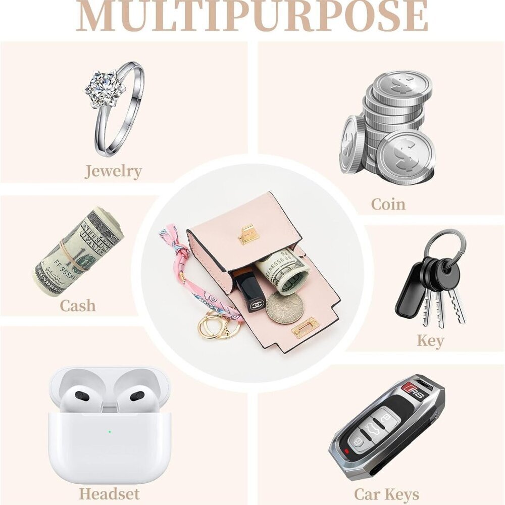 Mini Backpack Keychain Pu Leather Small Coin Pouc… - image 3